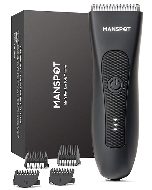 MANSPOT Manscape Groin & Body Hair Trimmer for Men, Electric Ball Pubic Trimmer Shaver,Manscape Kit with 4 Guard,Replaceable Ceramic Blade Heads,Waterproof Wet/Dry Shaver,90 Minutes Shaving