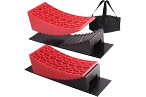 ZEMIRO CHARGE RV Camper Leveling Kit for Dual Axle Support, RV Leveling Blocks Ramp Includes 2 Curved Levelers, 2 Wheel Chocks, 2 Anti-Slip Mats, and Carry Bag for Travel Trailers and Motorhomes