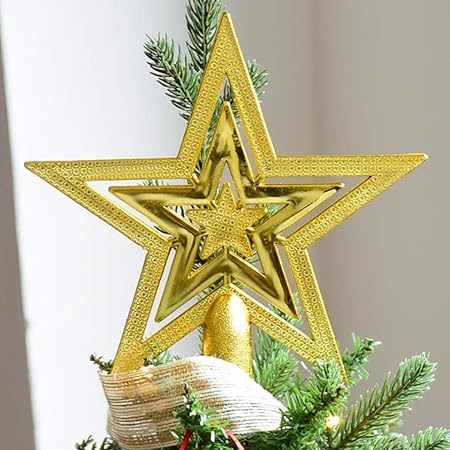 Stella Albero Di Natale.Dancepandas Dell Albero Di Natale Decorazione Top Glitter Stella Albero Forma Di Stella Glitter Amazon It Casa E Cucina