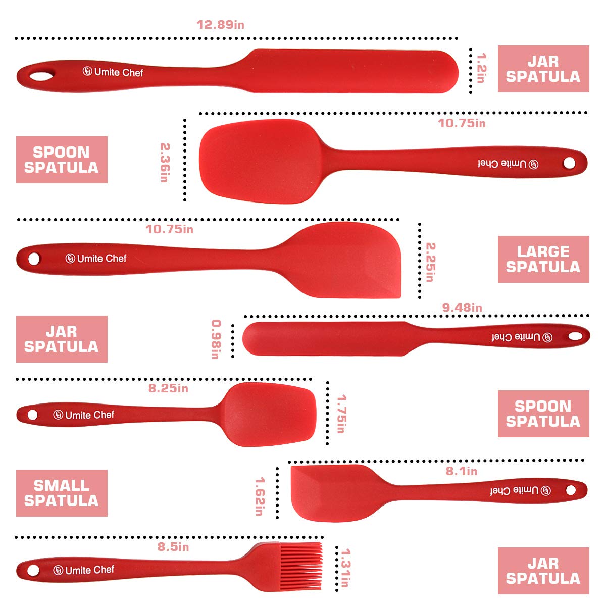 Silicone Spatula Set 7 Spatulas Silicone Heat Resistant Mini Rubber Spatula Set by Umite Chef