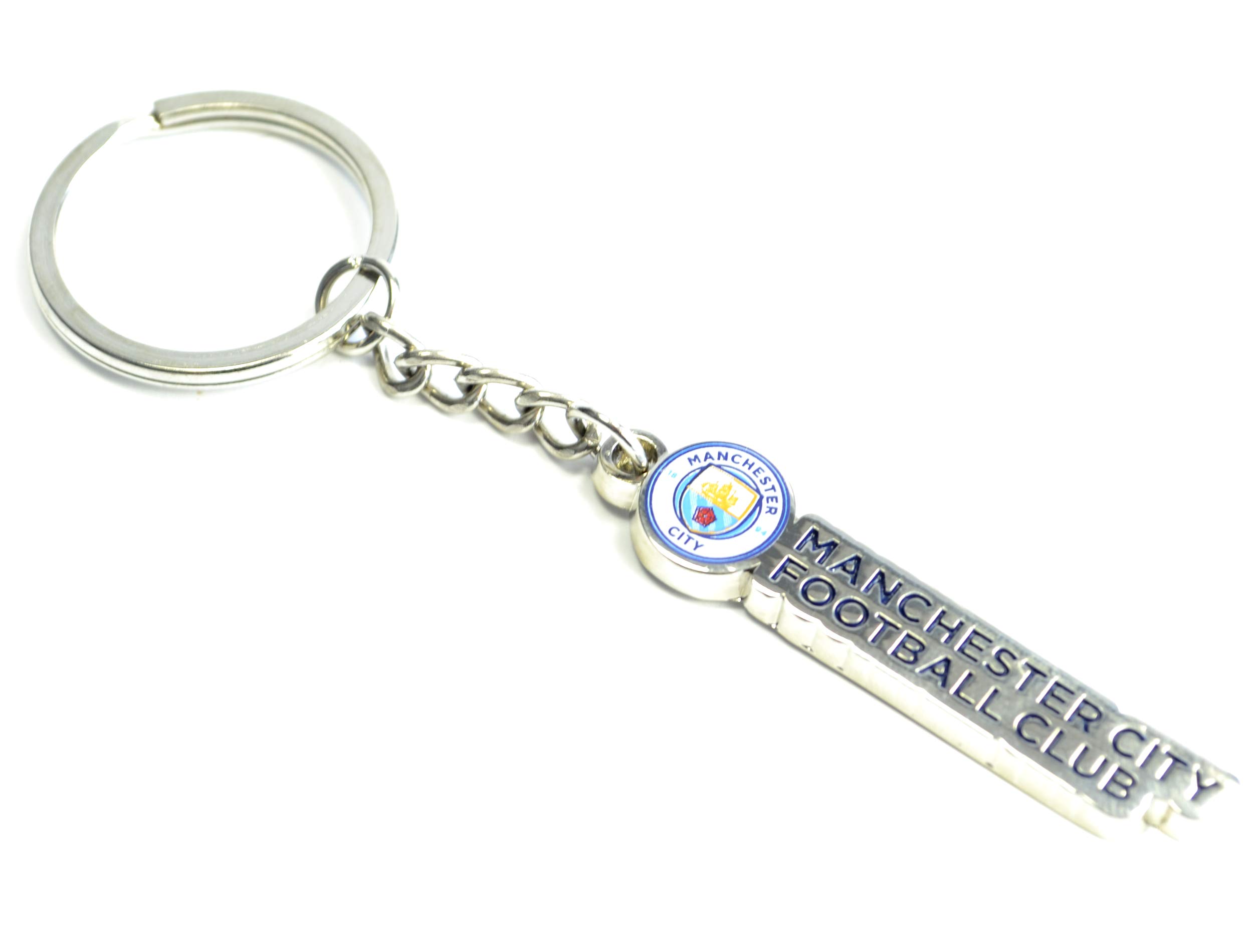 Manchester City Football Club Text Crest Metal Keyring Official Badge Team Fan