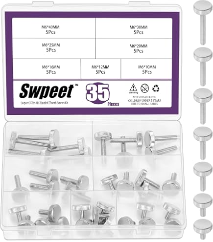 304 Stainless Steel Knurled Thumb Screws – Flat Head, Hand-Tighten – M3 To M10 Sizes – For Curtain Wall, Glass, Furniture & DIY Projects (M5x30mm, 2-Piece)