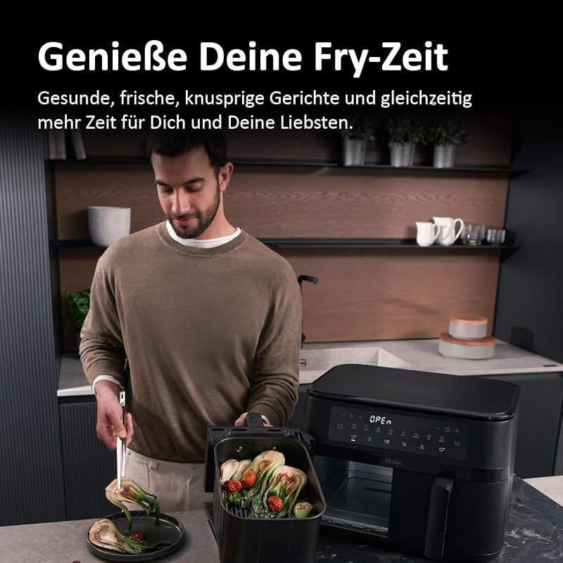 Heißluftfritteuse 2 Kammern I 11L Airfryer Doppelkammer I 9 Portionen