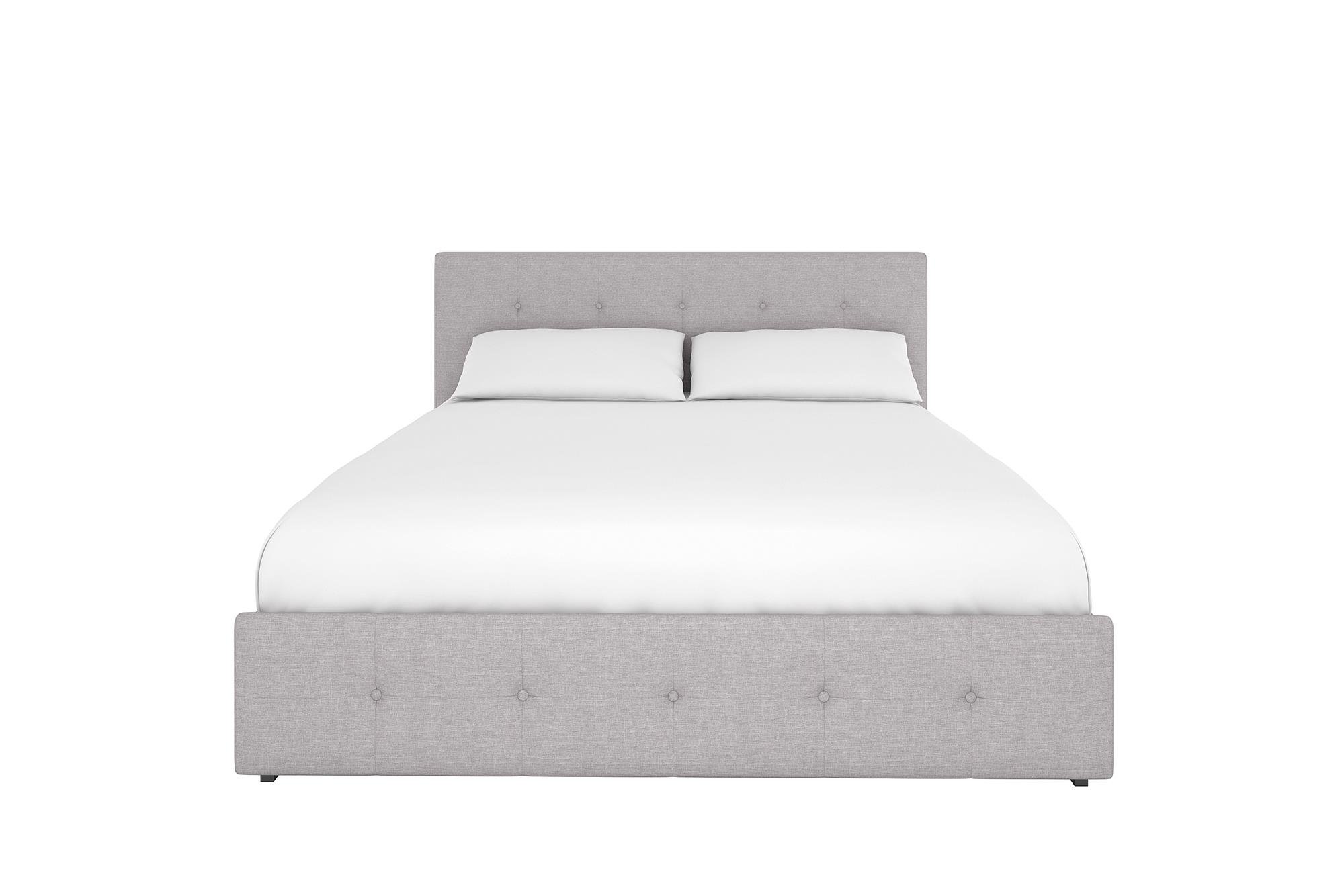 DHP Rose Upholstered Bed with Storage, Gray Linen, Queen (