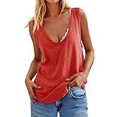 Tankaneo Womens Oversized Scoop Neck Tank Tops Workout Casual Summer Cotton Shirts Loose Fit Sleeveless Tee