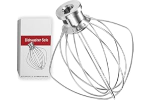 Dishwasher Safe​ Whisk Attachment Fits KitchenAid, K45WW 6 Wire Whip for 4.5 5 Quart KitchenAid Tilt-Head Stand Mixer，Whole S