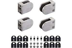 LIUCHONGYANG99 Glass Clamp - 4PCS Glass Bracket for 1/3 "-1/2" Tempered Glass, Stainless Steel 304 Flat Back Round Glass Clip Polished for BalustradeStaircaseHandrail, Glass Holder Metal Casting