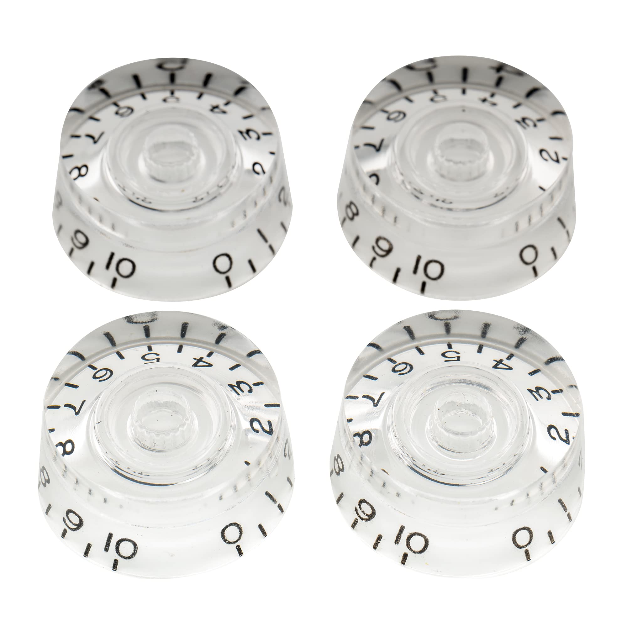 Musiclily Pro Metric Size 18 Splines Guitar Speed Control Knobs for Epiphone Les Paul SG Style, Transparent (Set of 4)