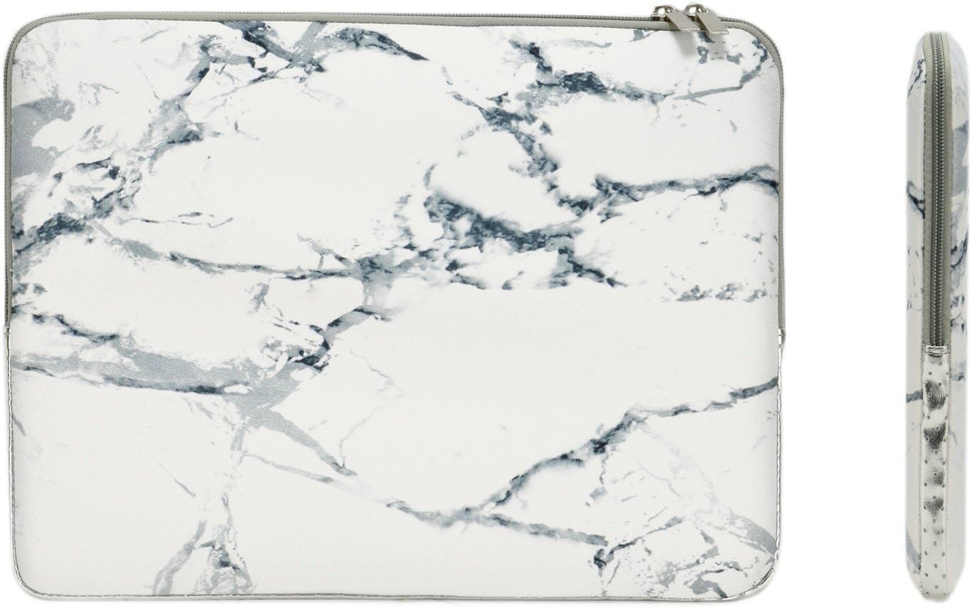 TOP CASE - White Marble Pattern Zipper Sleeve Bag Case Compatible with All Laptop 11" 11-inch MacBook Air/Ultrabook/Chromebook Mouse Pad