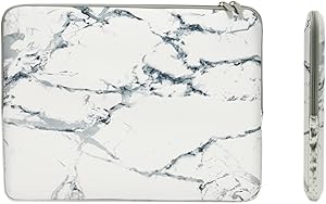 TOP CASE - White Marble Pattern Zipper Sleeve Bag Case Compatible with All Laptop 11" 11-inch MacBook Air/Ultrabook/Chromebook Mouse Pad