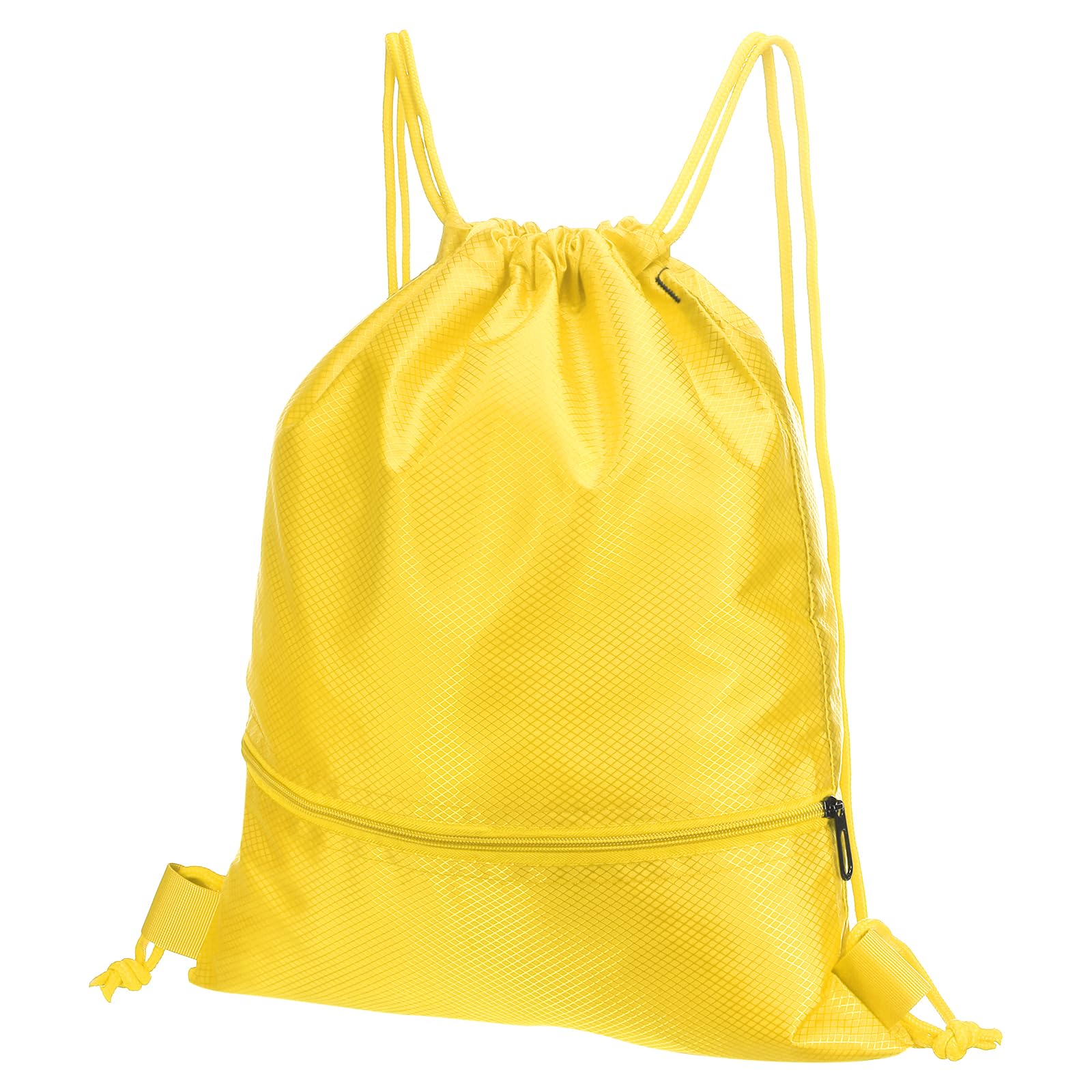 PATIKIL Drawstring Backpack Bag, Drawstring Gym Bag String Backpack with Zip Pocket for Women Men, Yellow