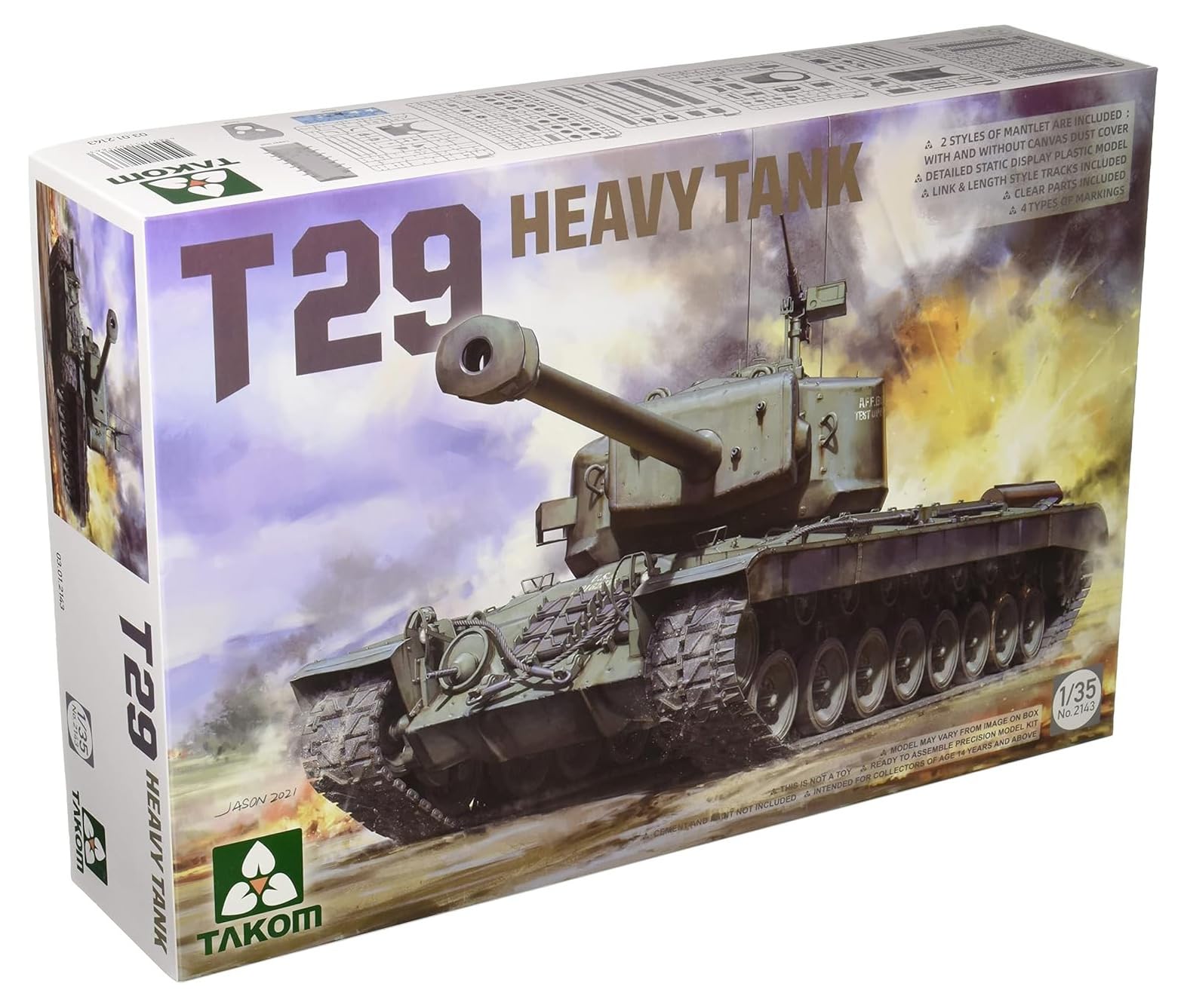 TAKOM TAK2143 1/35 T29 Heavy Tank Plastic Model Kit
