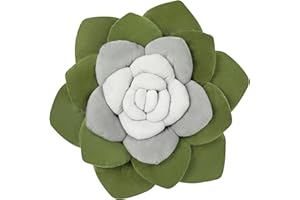 OtGalk Flower Throw Pillow - 17.8" Plant Shaped Cushion, Soft Plush Decorative Pillow for Bedroom & Living Room, Unique Green Design, Home Decor Accen