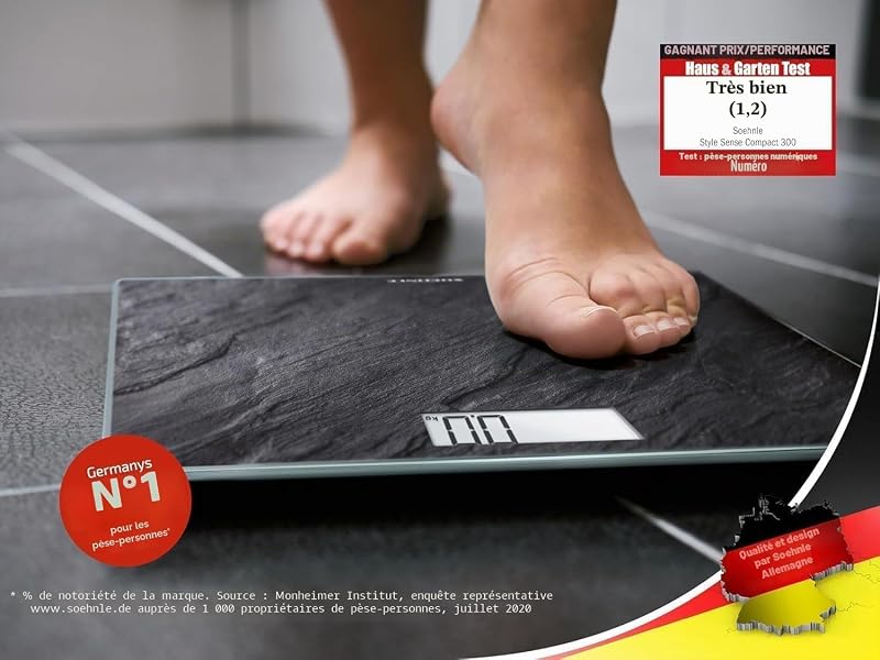 Personenwaage Style Sense Compact 300 Slate, Tragkraft 180 kg