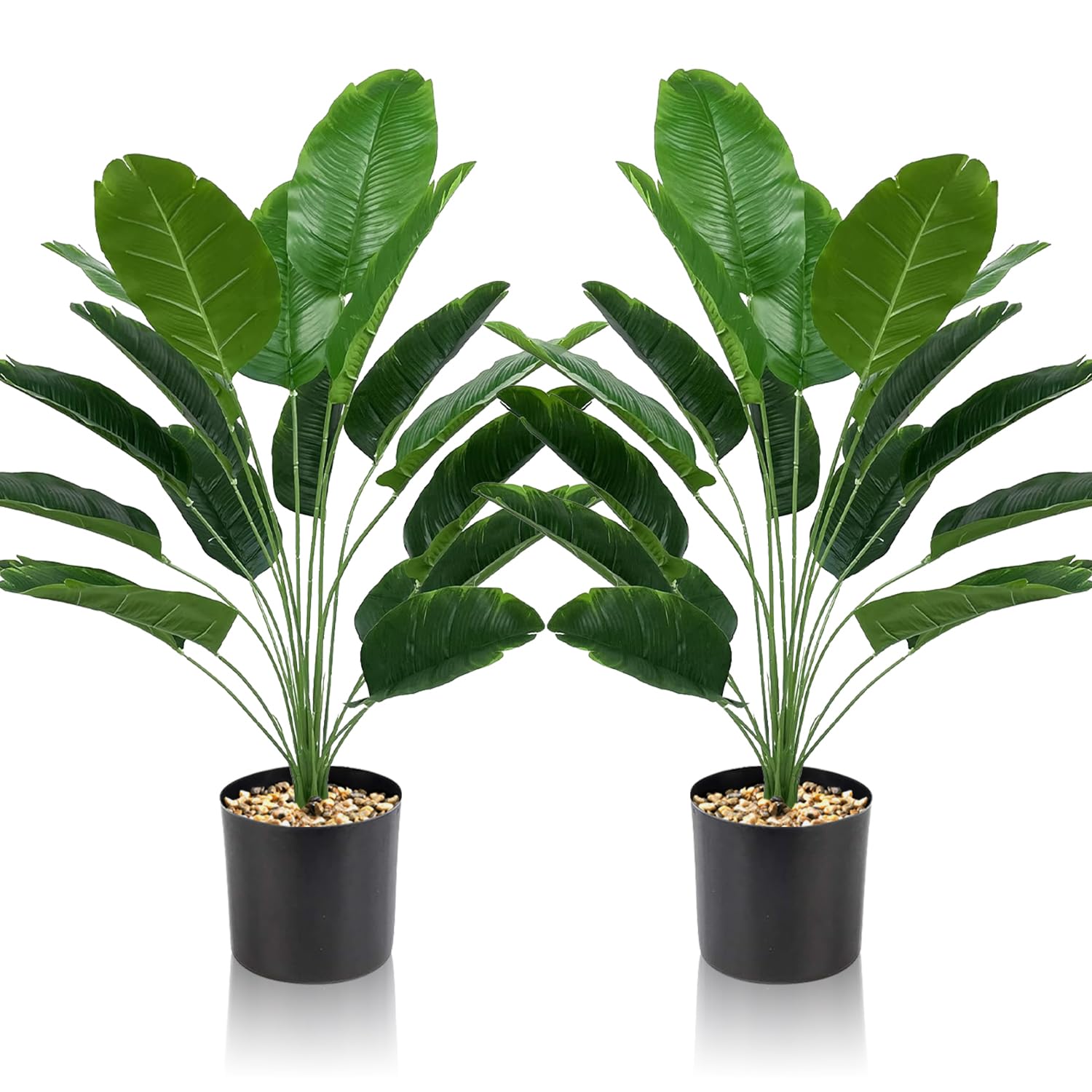 Lighterday Set of 2 Artificial Plants Indoor 80 CM Fake Plants Decorative Tree Tall Plastic Plants for Office Home Indoor Outdoor Decor (2 Pots of Artificial Banana Tree)
