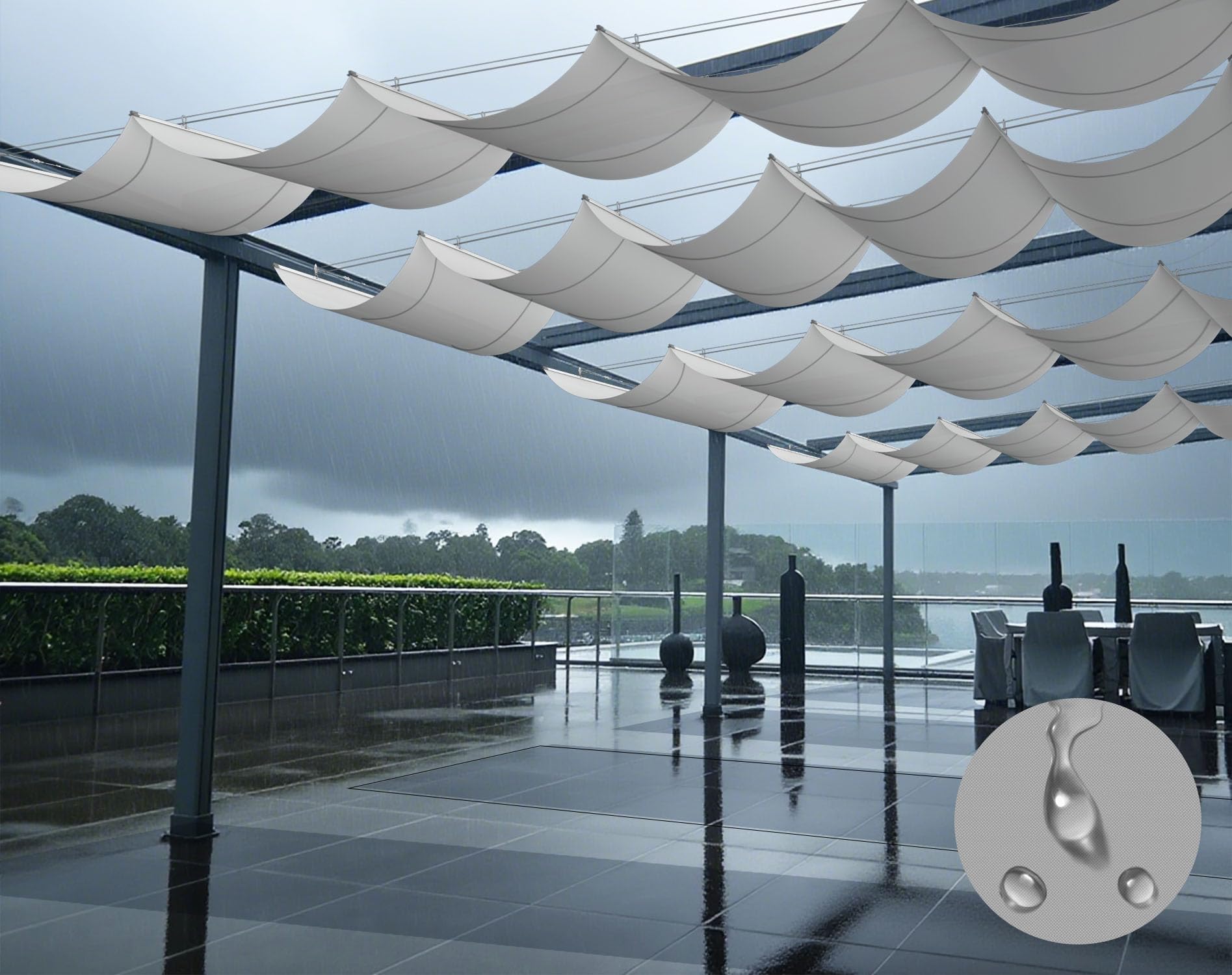 SunnyRoyal Light Grey 7'x7' Waterproof Pergola
