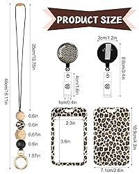 Woanger Set of 3 Leopard Beaded Lanyards for ID