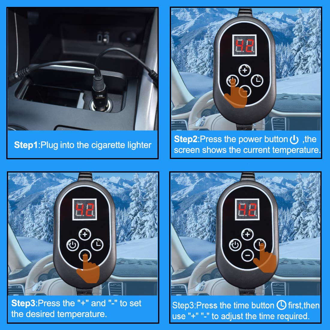 SEIUCAN Car Heated Seat Cushion with Intelligent Temperature Controller & Timer Setting Universal Fit for Most Car(12Volt,Black)