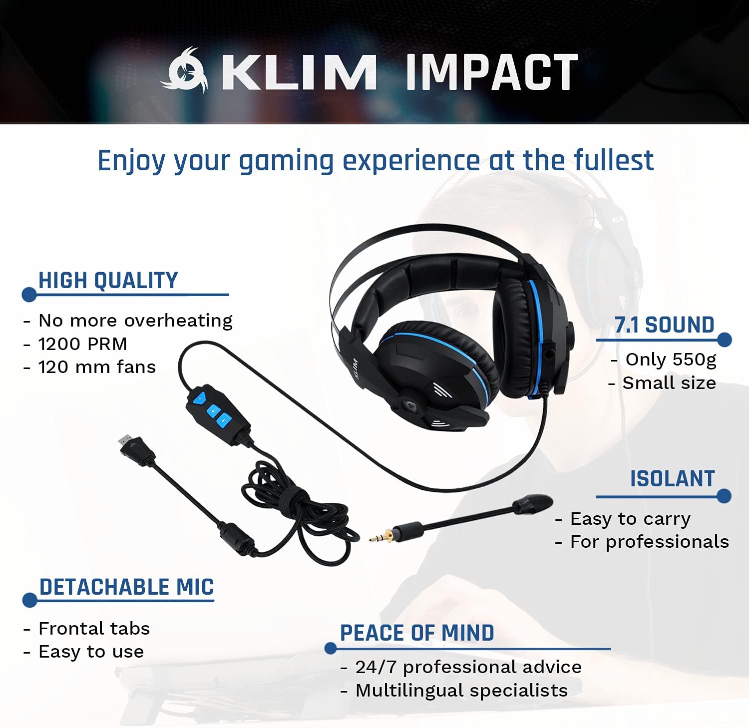KLIM IMPACT, USB Gamer Headset, 7.1 Surround Sound + Noise Isolating - Image 3