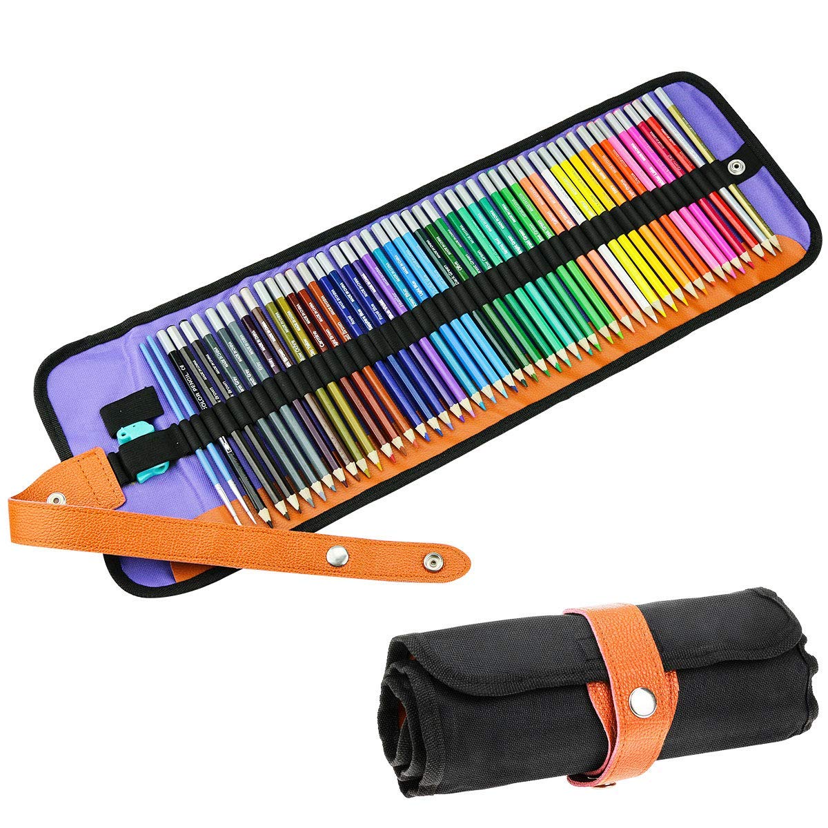 Powcan 48 Colored Pencils Set Watercolor Pencils Artist Grade Water Soluble Color Pencils Set with 2 Brushes & Pencil Sharper & Rolled-up Canvas Pouch, Great for Beginners & Pro Artists