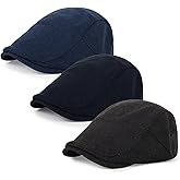 Geyanuo 3Pcs Cotton Newsboy Hat for Men Cool Adjustable Flat Cap