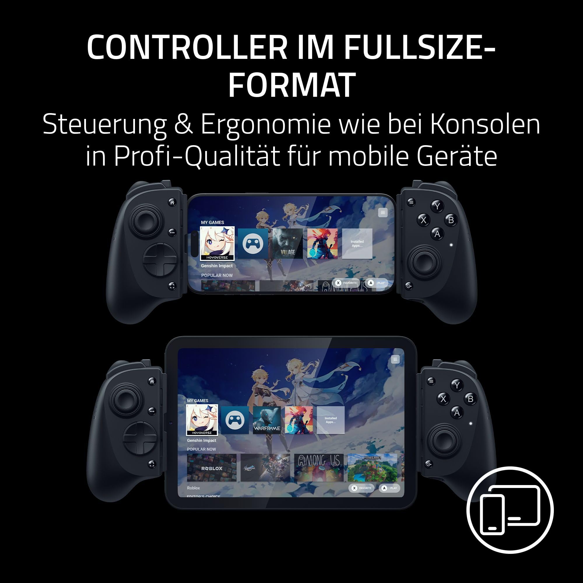 Razer Kishi V3 Pro - Full-Size-Mobile-Controller für iPhone, Android-Smartphones und Tablets 8" - USB-C Plug-and-Play - Anti-Drift-Analogsticks - Sensa HD Haptik - Nexus App, Schwarz 3