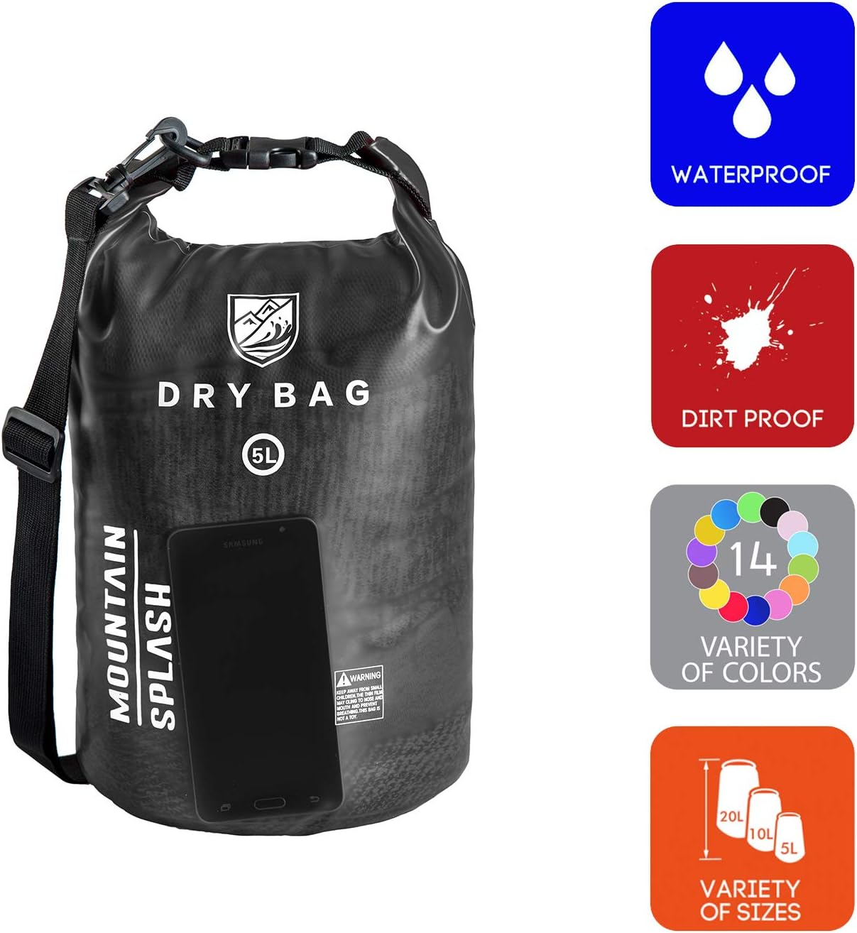 Waterproof Dry Bag 5L/10L/20L-Water Resistant Lightweight Backpack with Handle-Floating Dry Storage Ocean Bag Keeps Gear Impervious to Water-Perfect for Kayaking, Boating, Birthday Gift, Vacation.