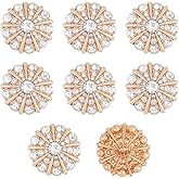 SUPERFINDINGS 8Pcs Flower Rhinestone Shank Buttons 22.5mm Sew on Light Gold Buttons Crystal Embellishments with 1-Hole for Coats Dress DIY Jewelry Making Crafting Decorations