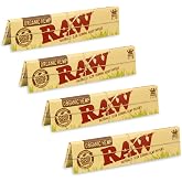 Raw King Size Slim Organic Hemp Rolling Papers, 32 Count (Pack of 4)