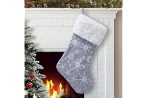 S-DEAL Grey White Snow Pattern 21 Inches Christmas Stocking Double Layers Gift Holders Xmas Holiday Party Mantel Decoration