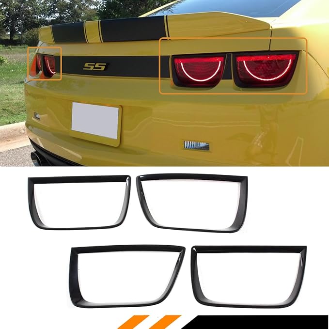Amazon Com Cuztom Tuning Fits For 10 13 Chevy Camaro Glossy Black Add On Tail Light Lamp Bezel Trim Cover 4 Pieces Automotive