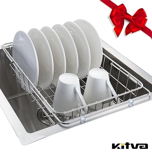 title=Kitva Scolapiatti Sgocciolatoio Portapiatti Estensibile Per Lavello Cucina