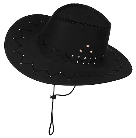 Brandsseller Karneval Kopfbeckung/Hut/Mütze Kostüm/Fasching/ - [ Motive: Cowboy] Damen Kopfschmuck Westernhut (Schwarz)