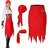 Yinder Pirate Costume Accessories Women Pirate Skirt Bandana Headband Hat Cosplay Costume for Men Women Halloween