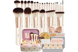 Makeup Brushes 49 Pcs Makeup Brush Set, Professional Premium Make up Brushes Kit with Leather Case, Complete Make Up Brushes 
