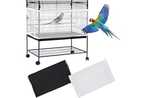Daoeny 2Pcs Large Bird Cage Cover, Adjustable Parrot Nylon Airy Soft Mesh Net, Universal Seed Feather Catcher, Birdcage Cover Skirt Sheer Guard for Parakeet Macaw Round Square Cages
