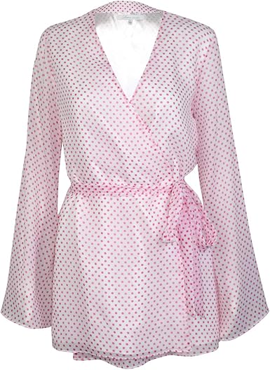 pink polka dot wrap dress