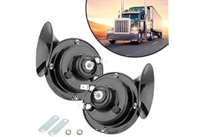Crynod 2 PCS Car Modification Air Snail Horn Kit, 300DB Durable ABS Vehicle Horns Accessories, Universal 12V Waterproof Automotive Whistle Replacement for Car Motorcycle Truck SUV Van (Black)