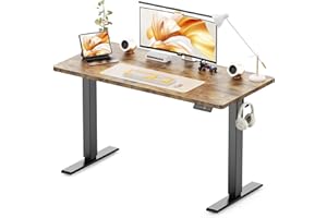 WALKINGDESK 48x24 Inches Height Adjustable Electric Standing Desk with 2 Hooks for Home Office, Ergonomic Sit Stand up Desk with Splice Board, Rustic Brown