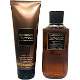 Bath & Body Works Mahogany Teakwood Men's 3-in-1 Hair, Face & Body Wash and Body Cream 2 Piece Set