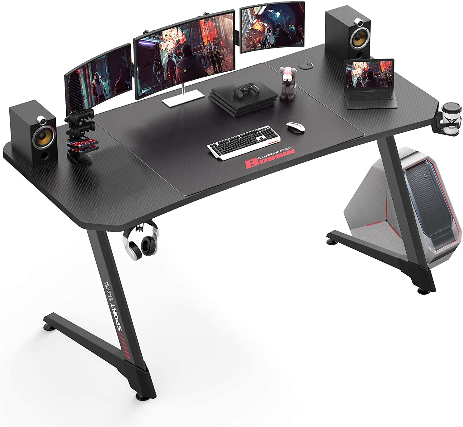 Gaming Handle Rack Mua VITESSE Gaming Desk 63 Inch, Ergonomic Gamer Computer Desk with ...