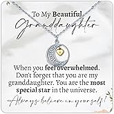 Love You to The Moon and Back Granddaughter .925 Sterling Silver Necklace, Adjustable Chain 16-19", Sentimental Gifts for Granddaughter