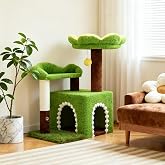 WOOCHPET Sunflower Short Cat Tree with Cat Scratching Posts Small Cat Tower | Small Cat Tower,Cat Toys,Cat Scratching Tree,Cat Hammock,Cat Scratcher,Kitten Toys,Cat Bed,Cat Condo,Cat House