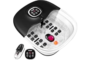 KNQZE Foot Spa Bath with Heat and Remote Control,16 Massage Rollers & Bubble, Electric Foot Bath Massager with Pumice Stone, Collapsible Pedicure Foot Soaker Tub Home Basin for Tired Feet