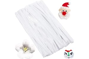 XIAOJING0 100 PCS Chenille Stems for Crafts, Craft Pipe Cleaners s, Thick Pipe Cleaners, Arts Crafts for DIY, Festive Days Decoratio, Craft Projects Creative (White)