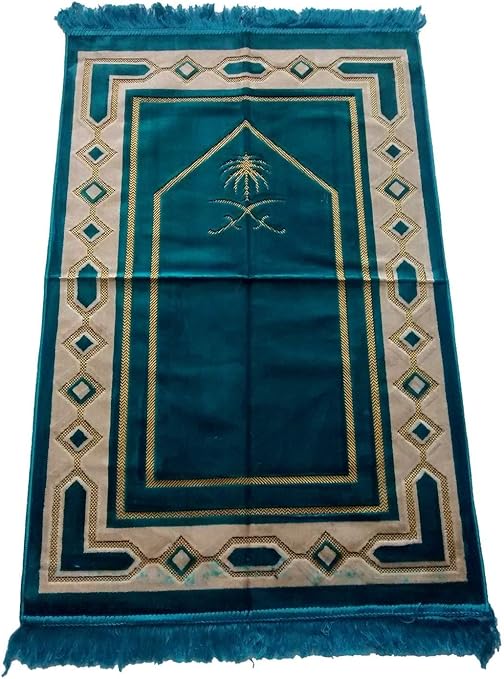 Premium Polyster LargeJanamaz/Muslim Prayer Mat (Blue) Portable