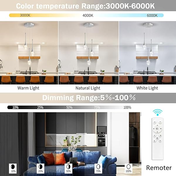 CENOZO 3-LIGHTS MODERN PENDANT LIGHTS FOR KITCHEN ISLAND LED DIMMABLE CRYSTAL GLAM CEILING PENDANT LIGHTING CHANDELIER FOR DINING ROOM HALLWAY BEDROOM CORNER LAMP BRUSHED NICKEL