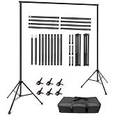 Hemmotop Backdrop Stand 10x8ft, Versatile Sizes Adjustable Banner Holder | Metal, Fits Projector Screen, Background, Balloon, Ideal for Photoshoot, Wedding, Birthday, Baby Shower Party, Photo Booth
