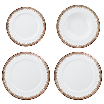 DoubleBlue Juego de platos retros (4 piezas) de Bone China marca ...