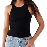 FENWOOH Womens Sleeveless Racerback High Neck Casual Basic Softembrace Cotton Fitted Tank Top